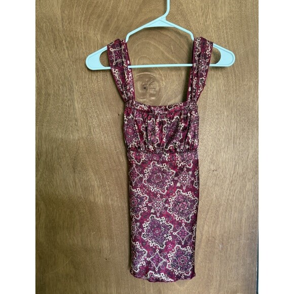 Self Esteem Burgandy Floral Satin 90s Y2K Indie Milkmaid Boho Tank Size Large - Picture 5 of 7